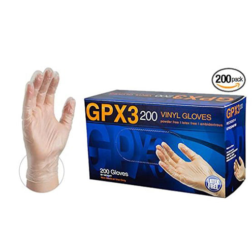 AMMEX® GPX3 Clear Vinyl Gloves - 1 Case (200 Gloves x 10 Boxes) - 2000 Count