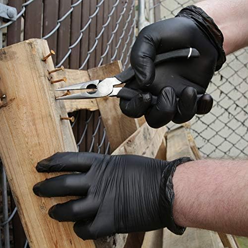 Gloveworks® by AMMEX Synthetic Vinyl Industrial Gloves - Black - 1 Case (100 Gloves x 10 Boxes)